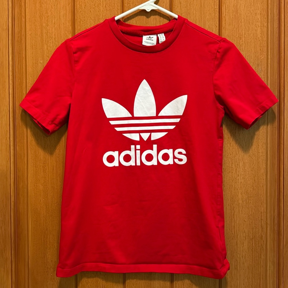 Adidas T Shirt RED Adult Small Trefoil Women Men